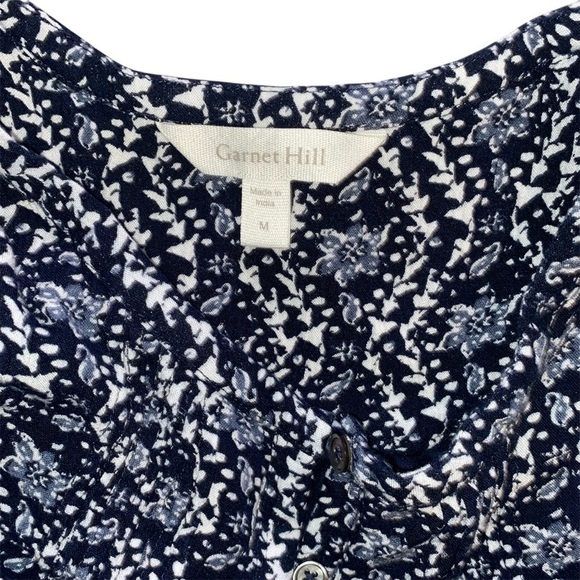 Garnet Hill Crepe Blue Patterned Dress Size Medium - Picture 5 of 11